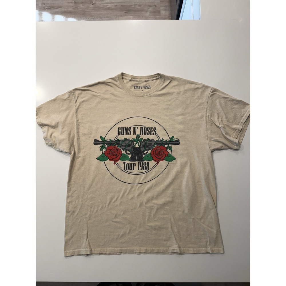 Guns N' Roses Tour 1988 Welcome To The Jungle T-Shirt XL Beige Cotton